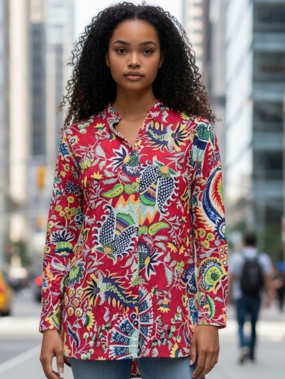 NEW! Parsley & Sage Red Floral Button-Front Tunic 4584